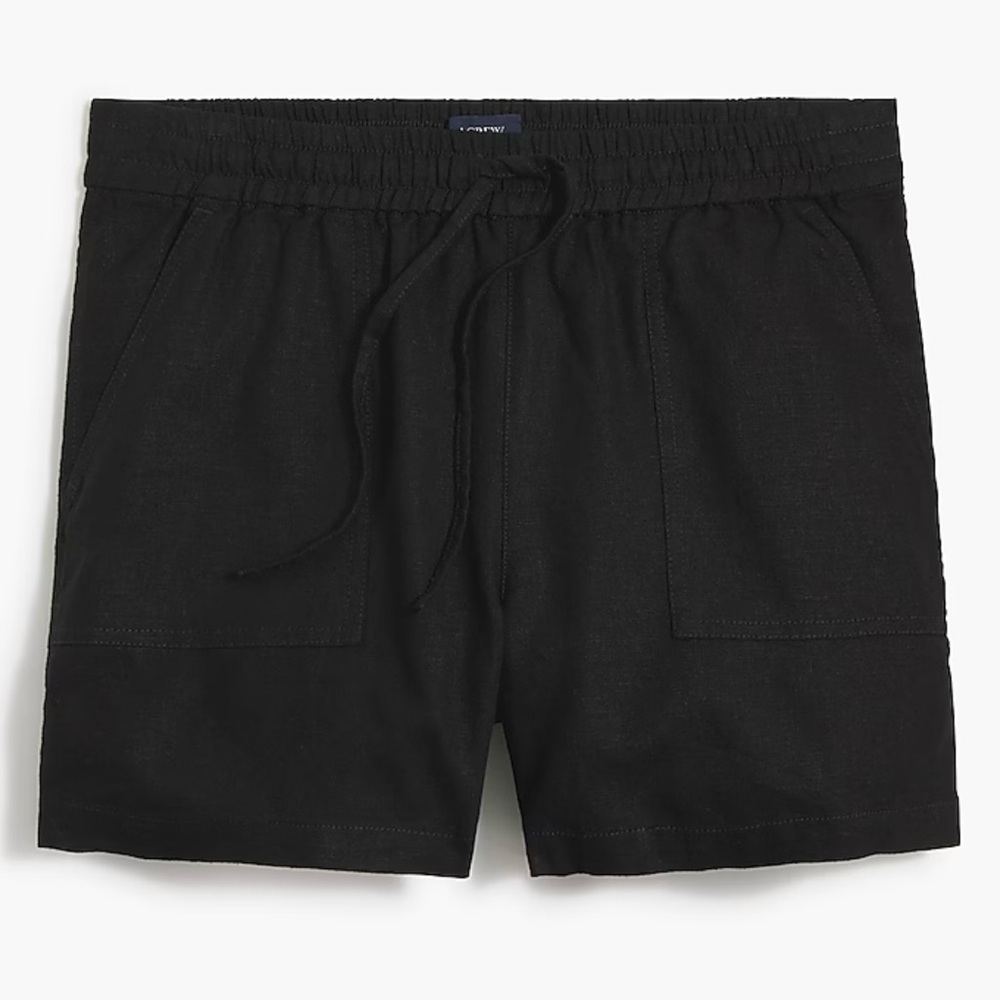 Linen-blend drawstring short